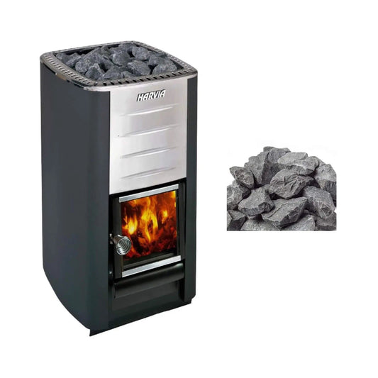 Harvia M3 16.5KW Premium Wood-Burning Sauna Heater Stove With Sauna Stones | 16.5 kW | Stainless Steel | Outdoor Living