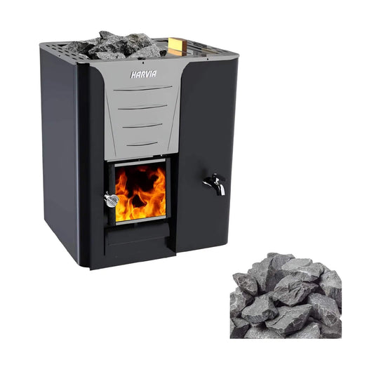 Harvia Pro 20 LS/RS 24.1KW Sauna Wood Stove With Water Tank & Sauna Stones | 24.1 kW | Glass | Sauna Heater