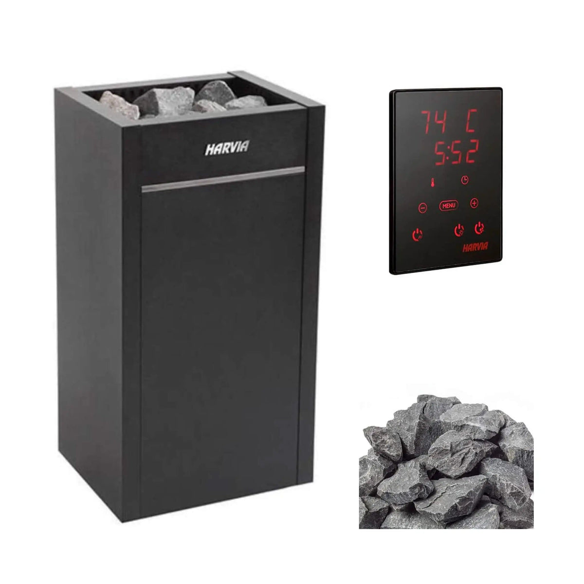 Harvia Virta HL Series Freestanding Electric Sauna Heater With Xenio Series Digital | Stainless Steel | Outdoor Living Use | Outdoor Living