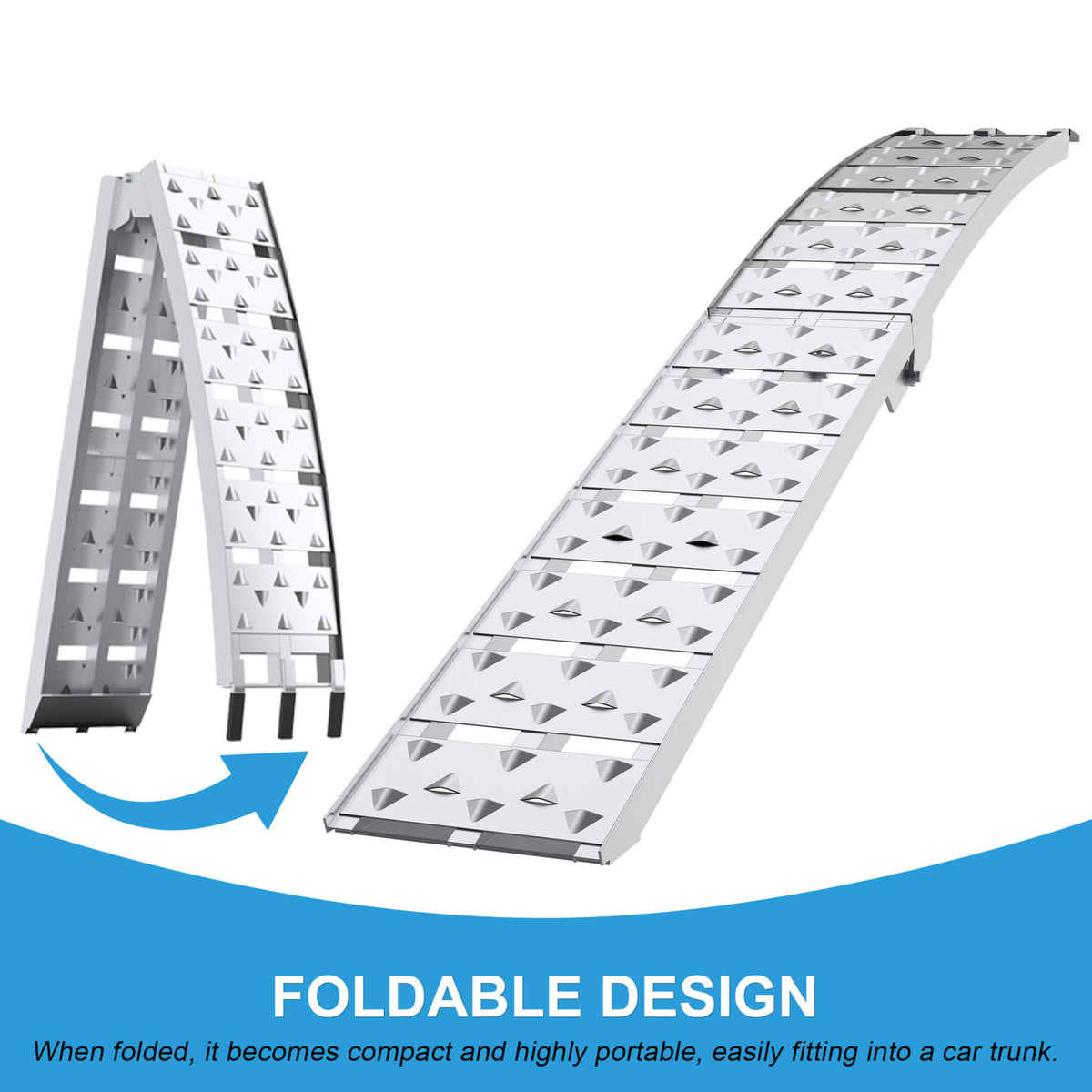 Folding Aluminum Loading Ramps | 7.5FT Length | 1500 Lb Capacity Per Pair | Non-Slip Textured Surface