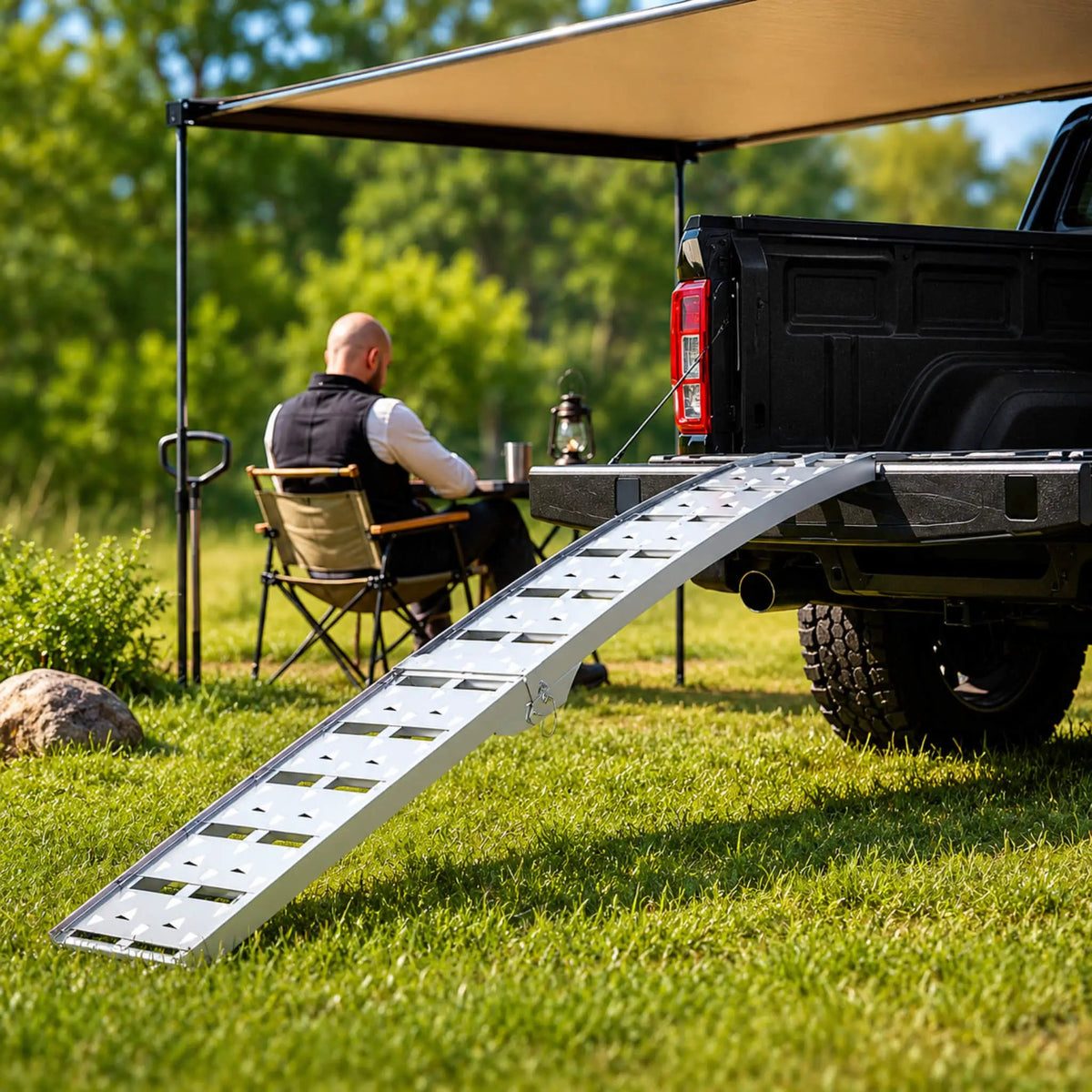 Folding Aluminum Loading Ramps | 7.5FT Length | 1500 Lb Capacity Per Pair | Non-Slip Textured Surface