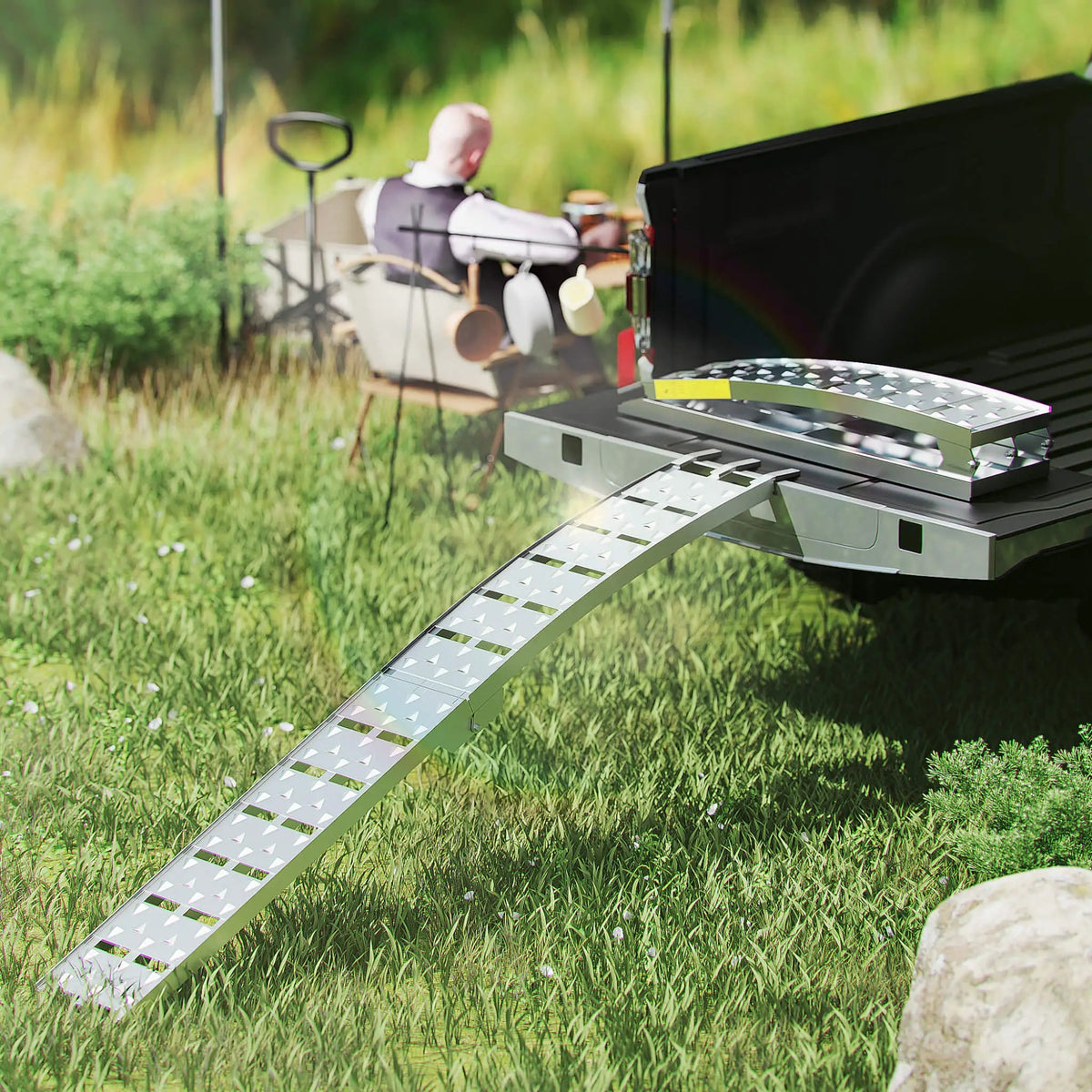 Folding Aluminum Loading Ramps | 7.5FT Length | 1500 Lb Capacity Per Pair | Non-Slip Textured Surface
