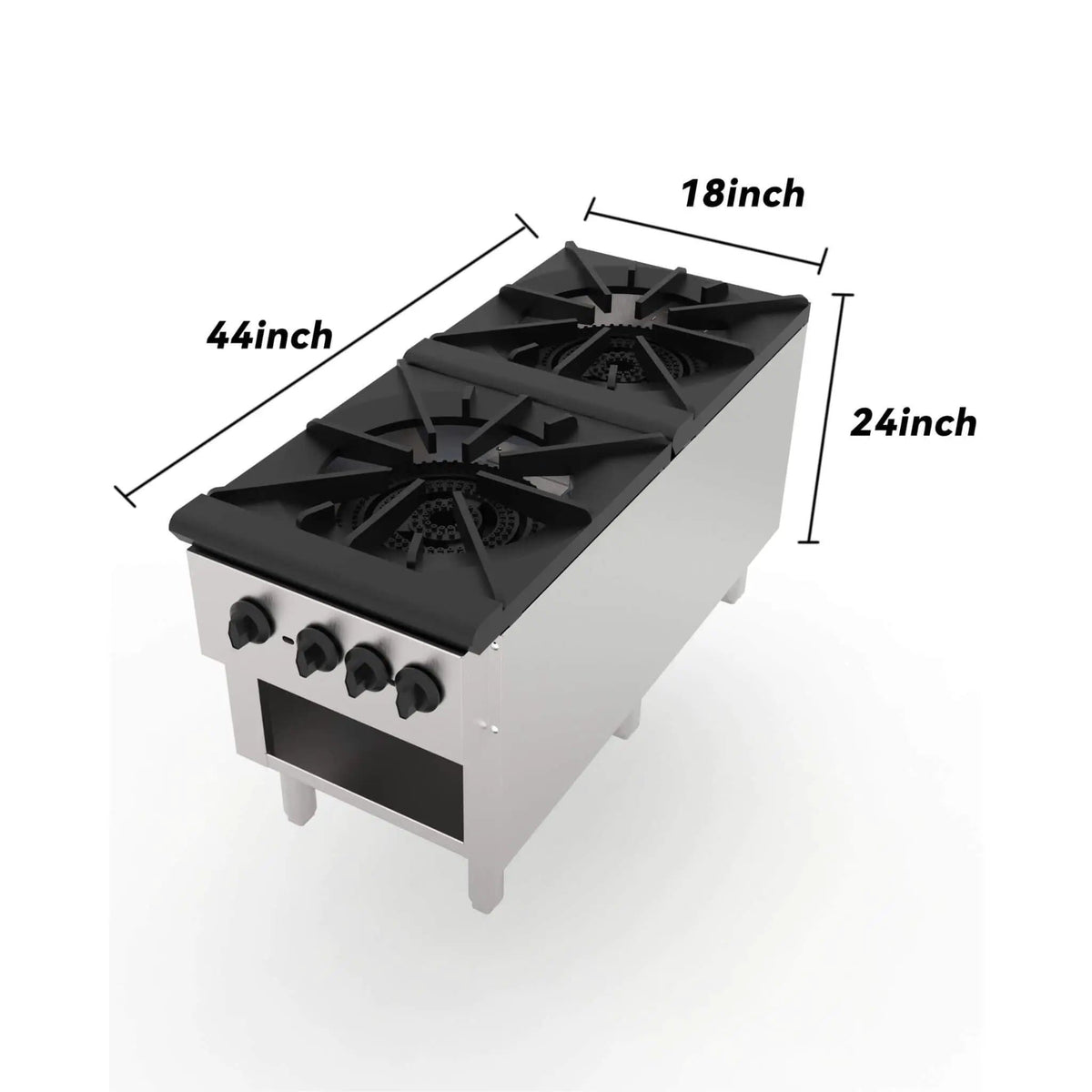 Heavy-Duty 18K BTU Commercial 2-Burner Stainless Steel Gas Stove Range | 2-Burner | Stainless Steel | Gas Range