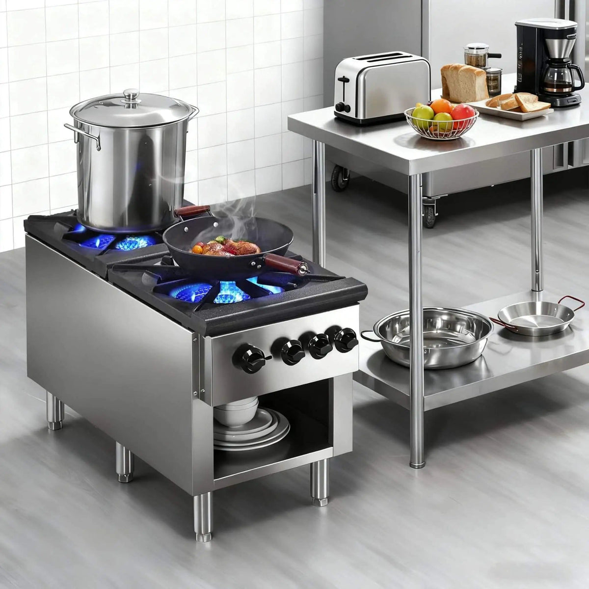 Heavy-Duty 18K BTU Commercial 2-Burner Stainless Steel Gas Stove Range | 2-Burner | Stainless Steel | Gas Range