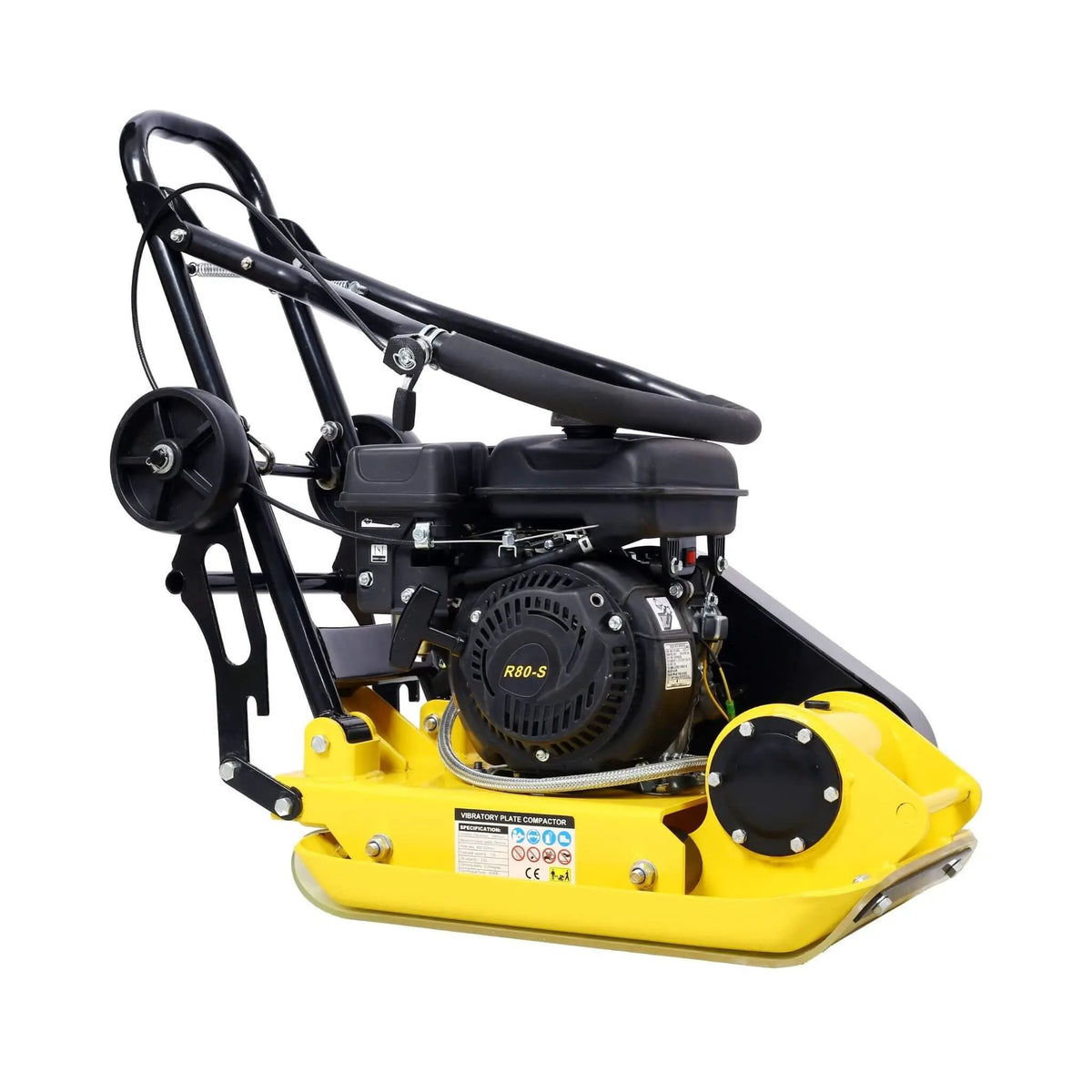 Gas-Powered Plate Compactor | 2.5HP 79CC Engine | 8200N Centrifugal Force | Manual Recoil Start
