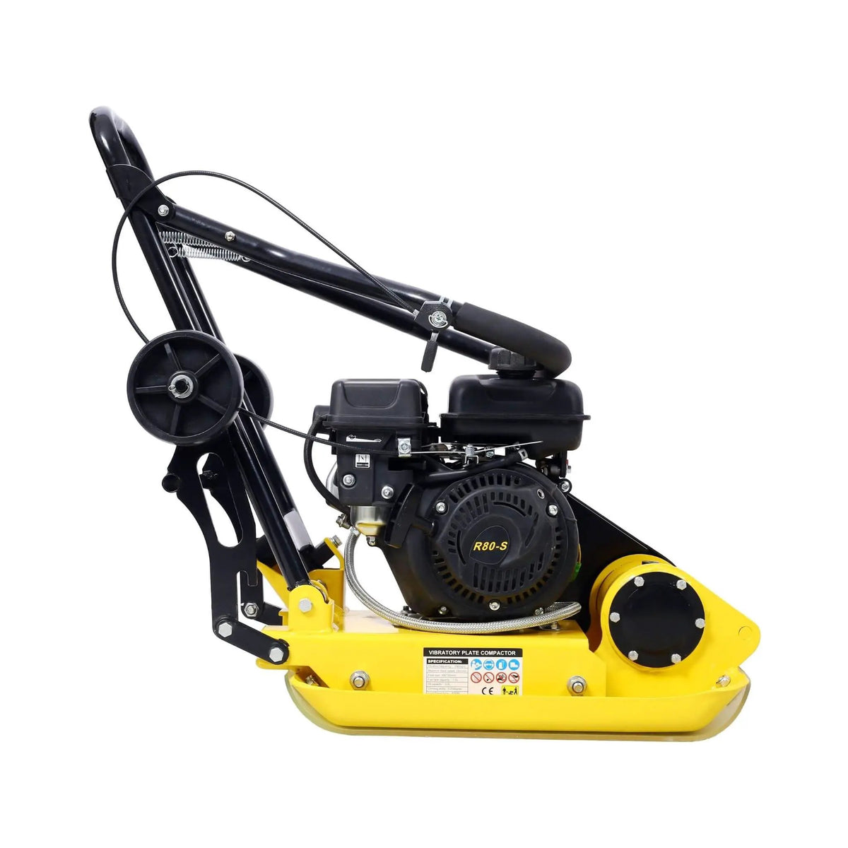 Gas-Powered Plate Compactor | 2.5HP 79CC Engine | 8200N Centrifugal Force | Manual Recoil Start