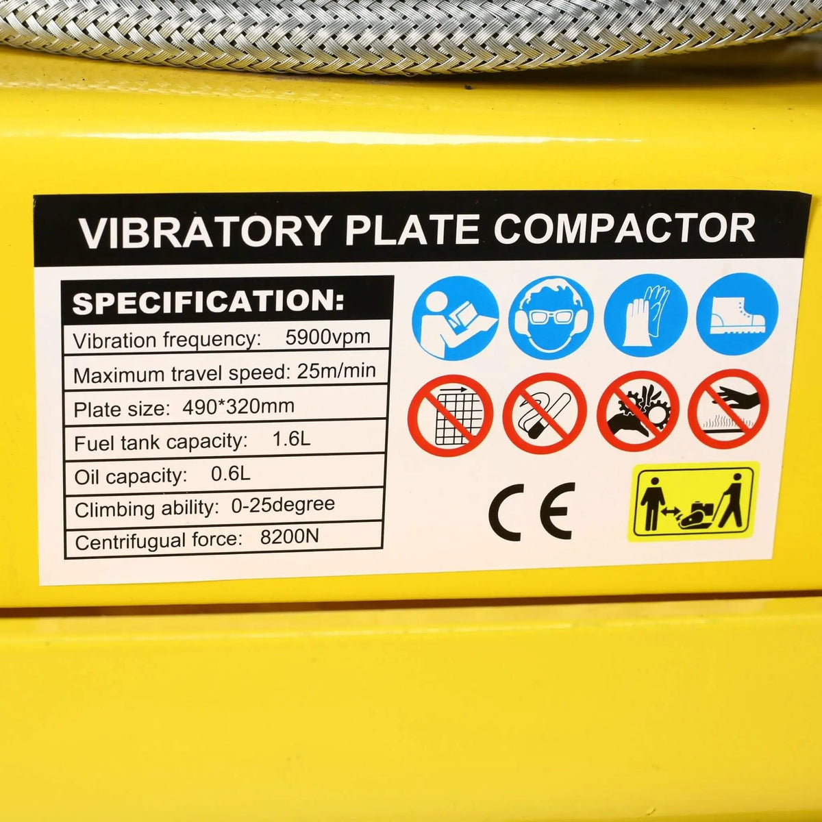 Gas-Powered Plate Compactor | 2.5HP 79CC Engine | 8200N Centrifugal Force | Manual Recoil Start