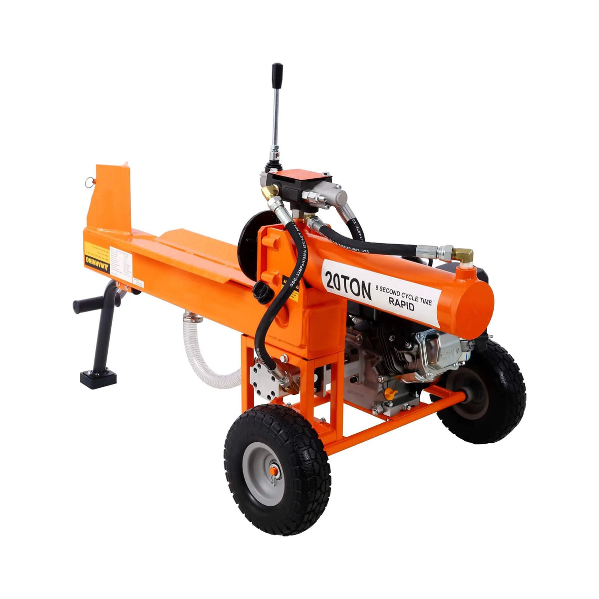 Portable Log Splitter | 20-Ton Force | 7HP Engine | Auto-Return Hydraulic Ram