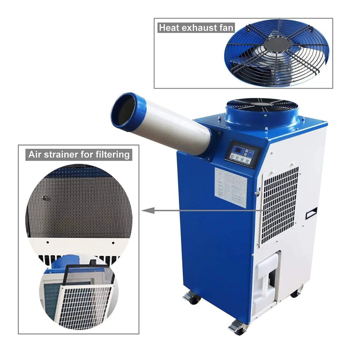 Heavy-Duty 220V Portable 11K BTU Outdoor Industrial Spot Cooler Air Conditioner | 220 Volt | Outdoor Living Use | Outdoor Living