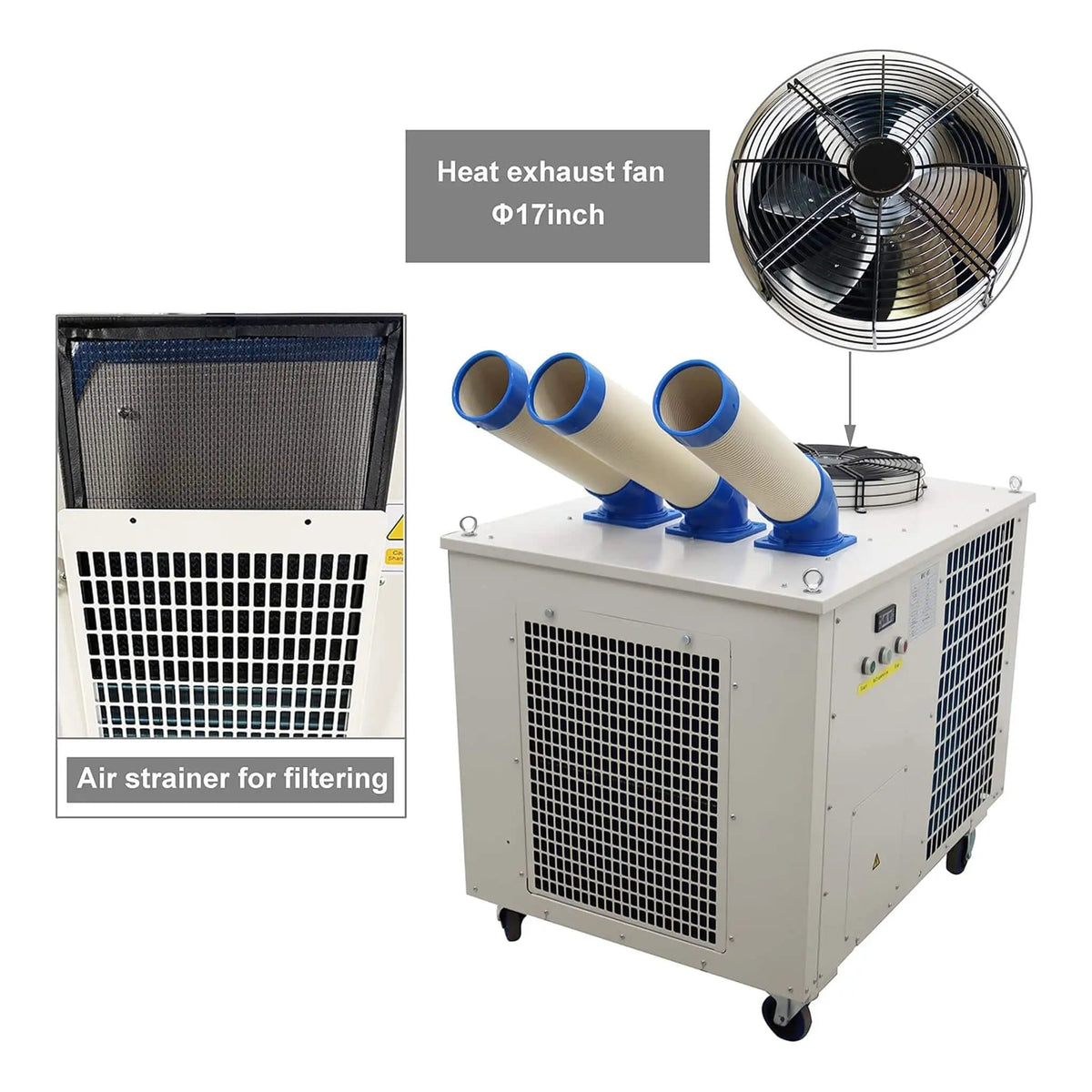 Heavy-Duty 220V Portable 29K BTU Outdoor Industrial Spot Cooler Air Conditioner | 220 Volt | Stainless Steel | Outdoor Living