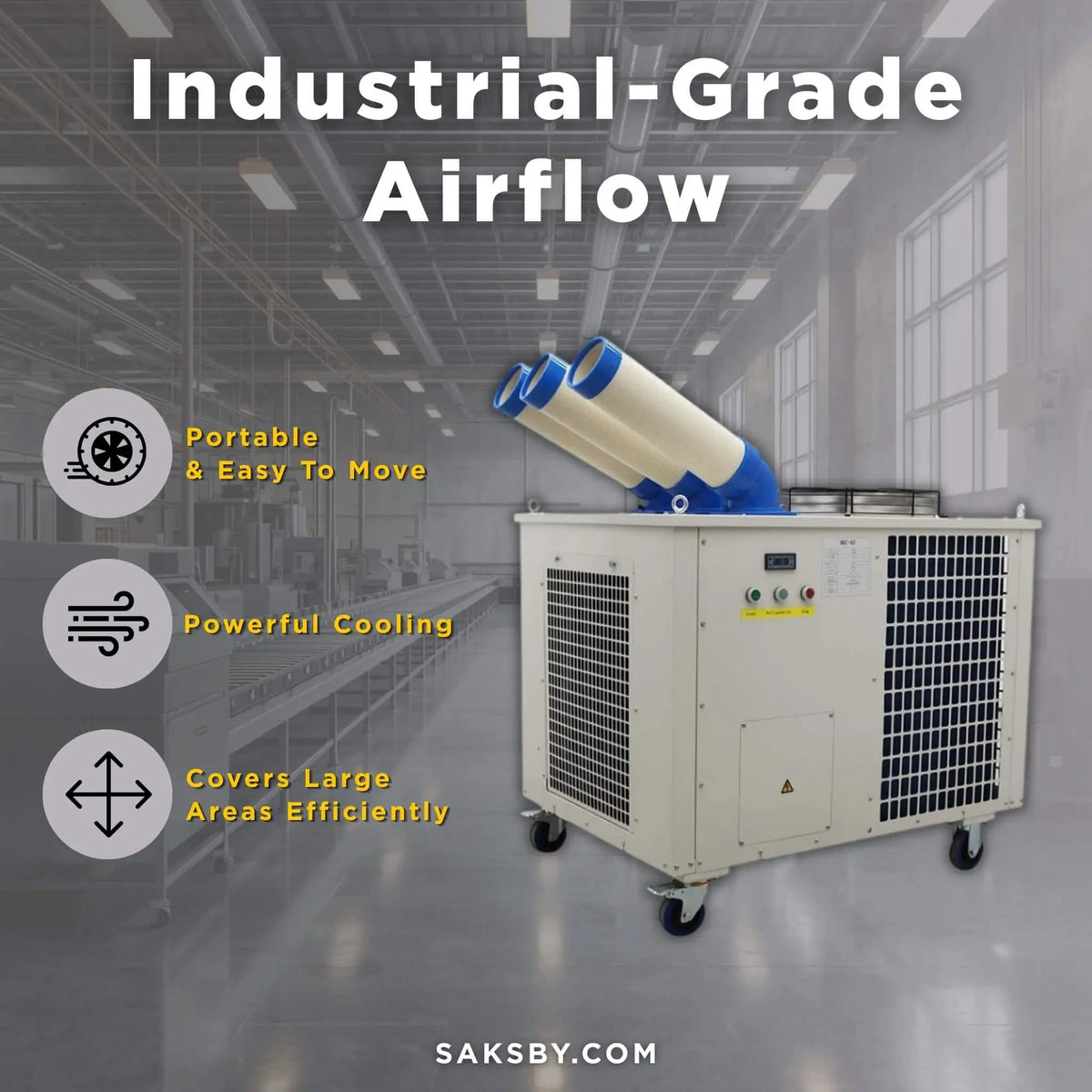 Heavy-Duty 220V Portable 29K BTU Outdoor Industrial Spot Cooler Air Conditioner | 220 Volt | Stainless Steel | Outdoor Living