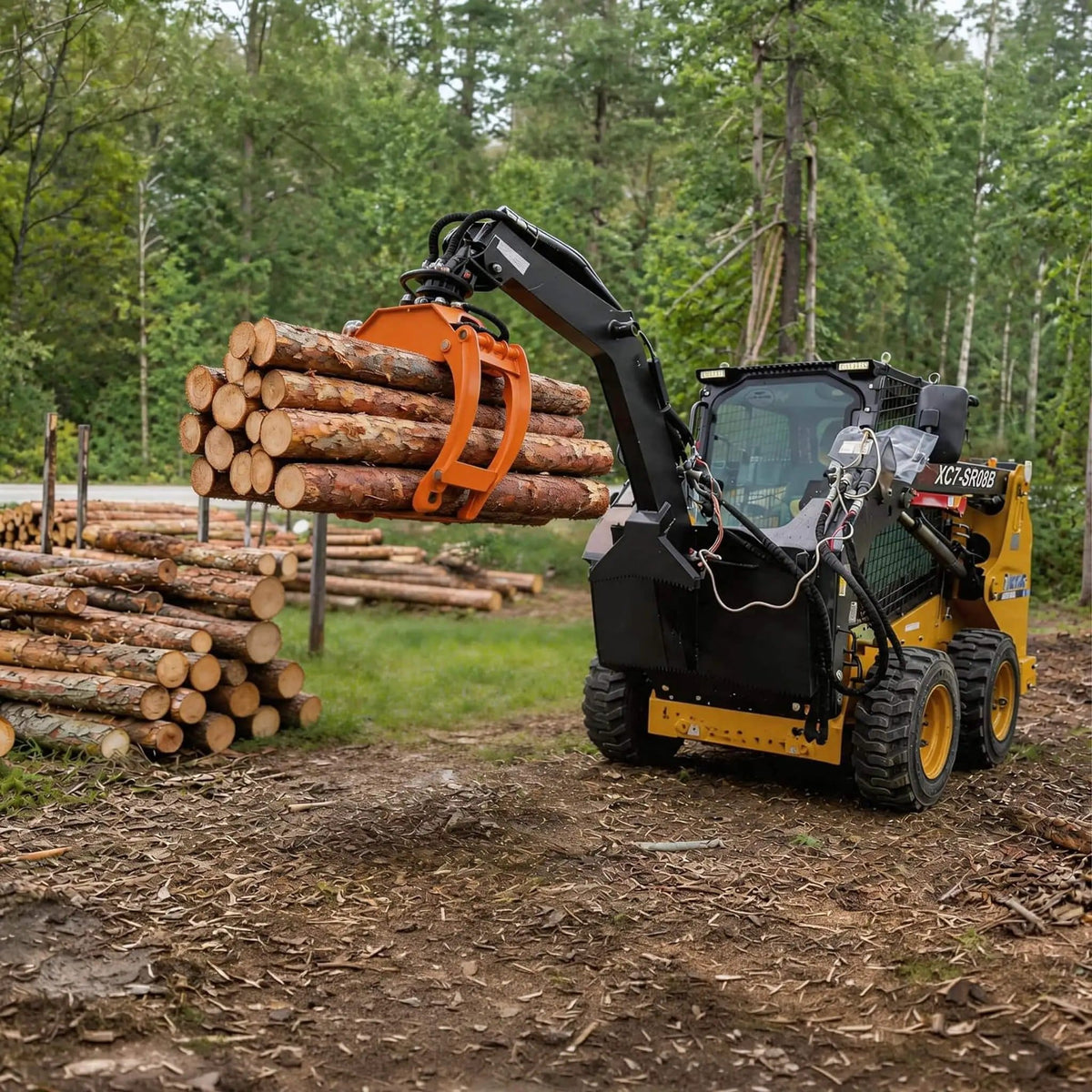 Heavy-Duty 360-Degree Rotating Log Grapple Skid Steer Attachment | Steel | Home Use | Home
