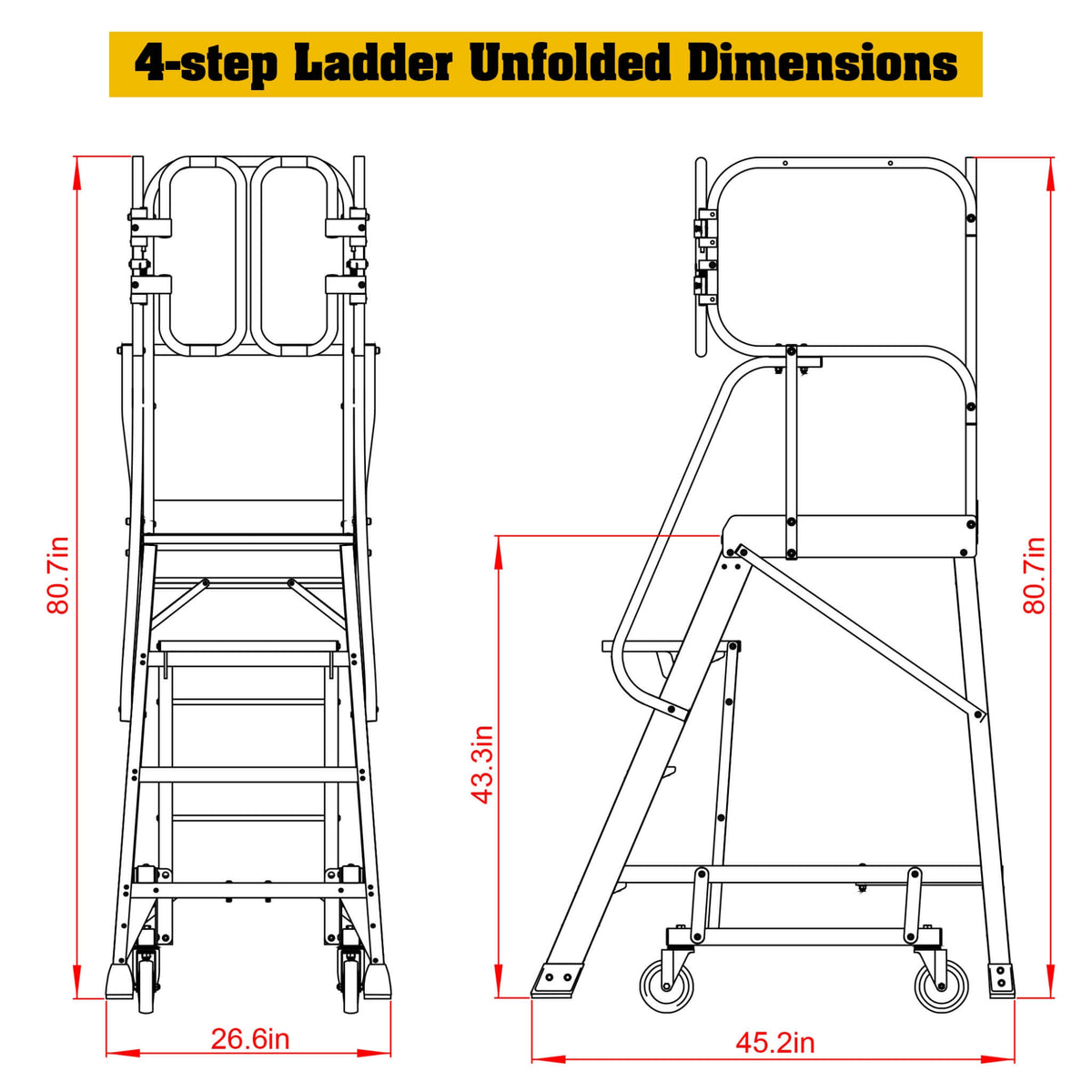 Rolling Platform Ladder | Heavy-Duty Aluminum | 375 Lb Capacity | 20x24 Inch Platform