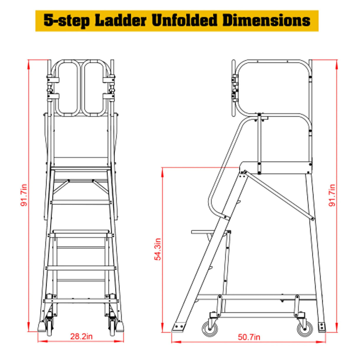 Rolling Platform Ladder | Heavy-Duty Aluminum | 375 Lb Capacity | 20x24 Inch Platform