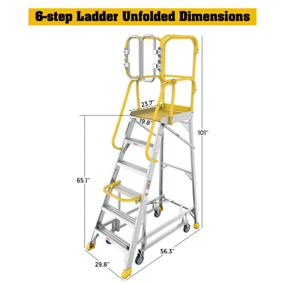 Rolling Platform Ladder | Heavy-Duty Aluminum | 375 Lb Capacity | 20x24 Inch Platform