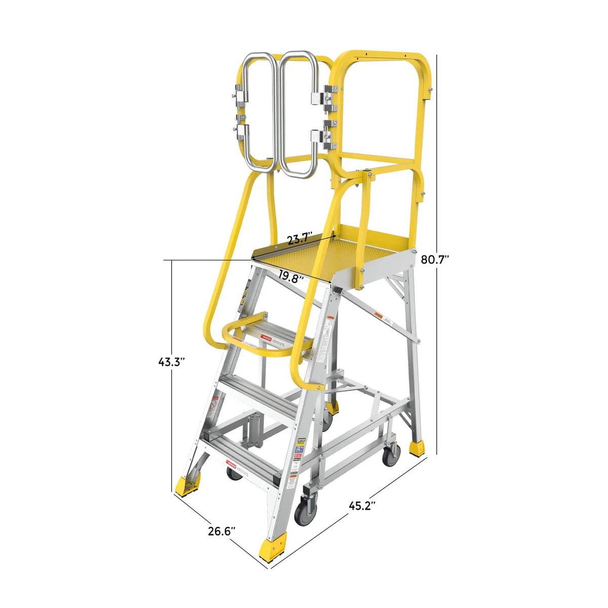 Rolling Platform Ladder | Heavy-Duty Aluminum | 375 Lb Capacity | 20x24 Inch Platform