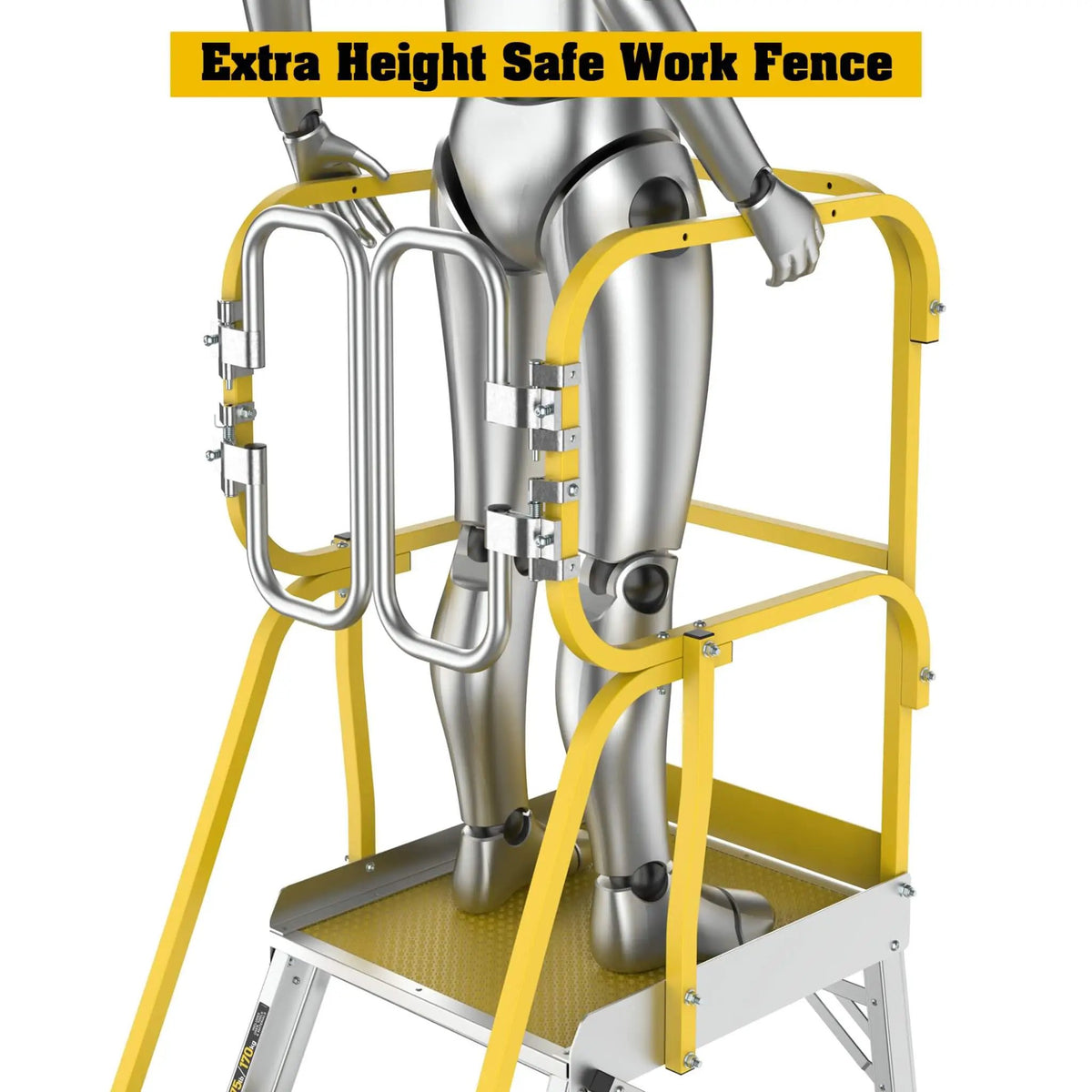 Rolling Platform Ladder | Heavy-Duty Aluminum | 375 Lb Capacity | 20x24 Inch Platform