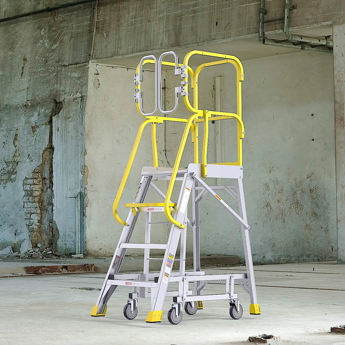 Rolling Platform Ladder | Heavy-Duty Aluminum | 375 Lb Capacity | 20x24 Inch Platform
