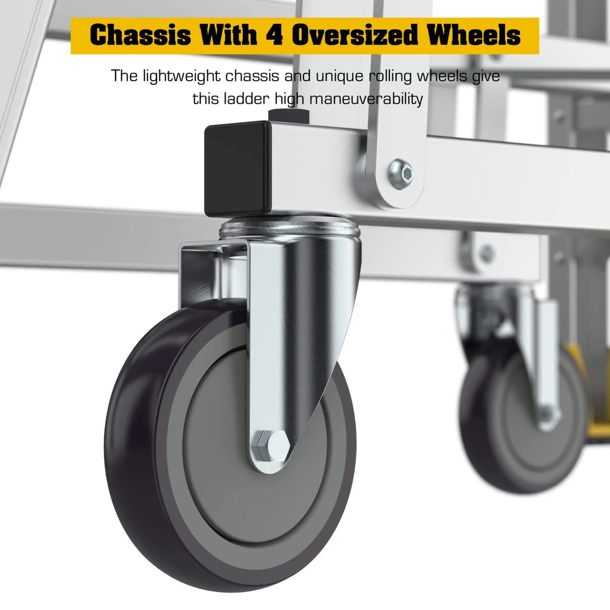 Rolling Platform Ladder | Heavy-Duty Aluminum | 375 Lb Capacity | 20x24 Inch Platform