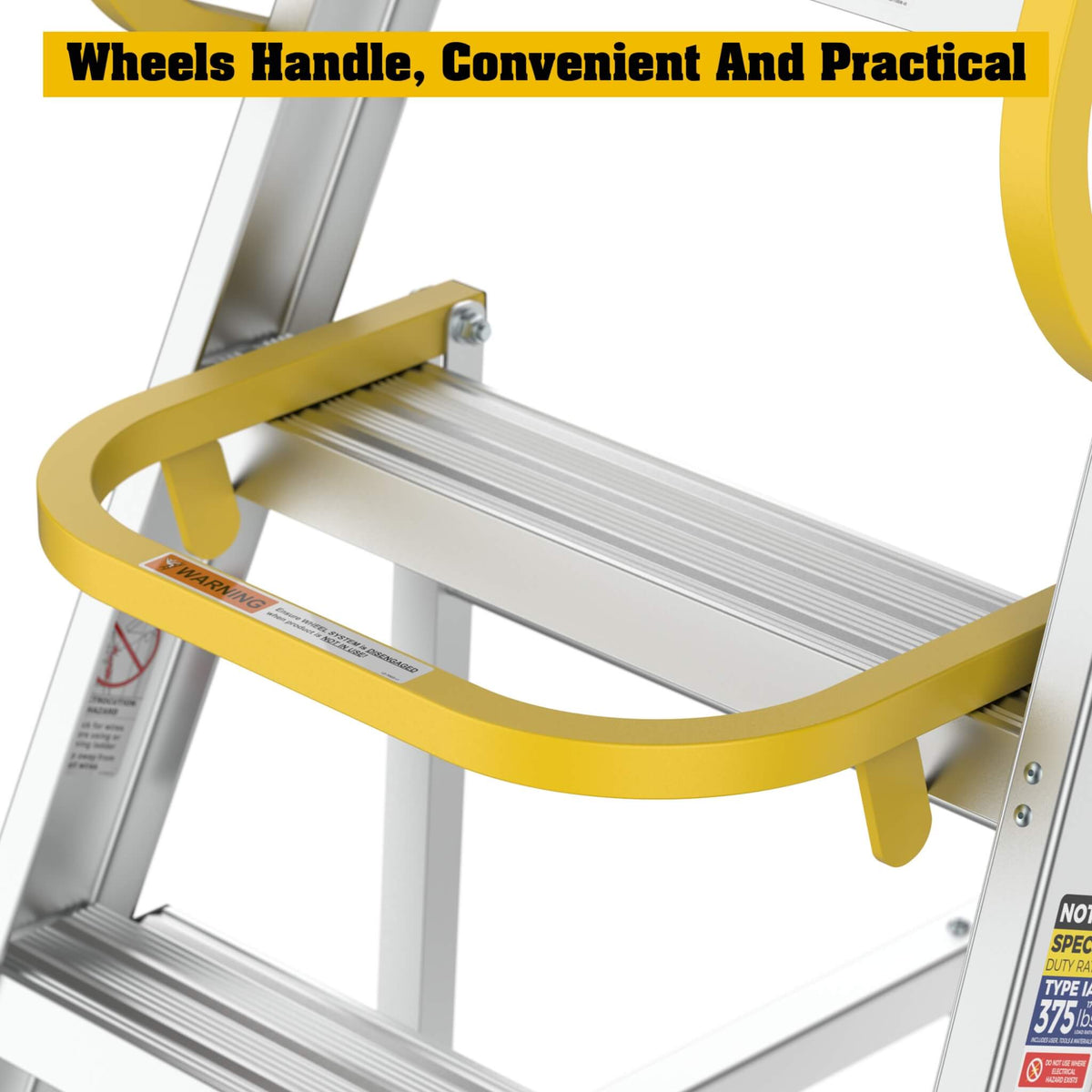 Rolling Platform Ladder | Heavy-Duty Aluminum | 375 Lb Capacity | 20x24 Inch Platform