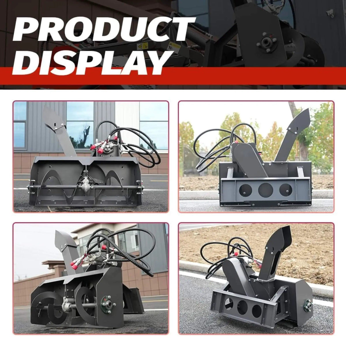 Heavy-Duty 41-Inch Mini Snow Blower Skid Steer Attachment | 41 Inch | Steel | Home