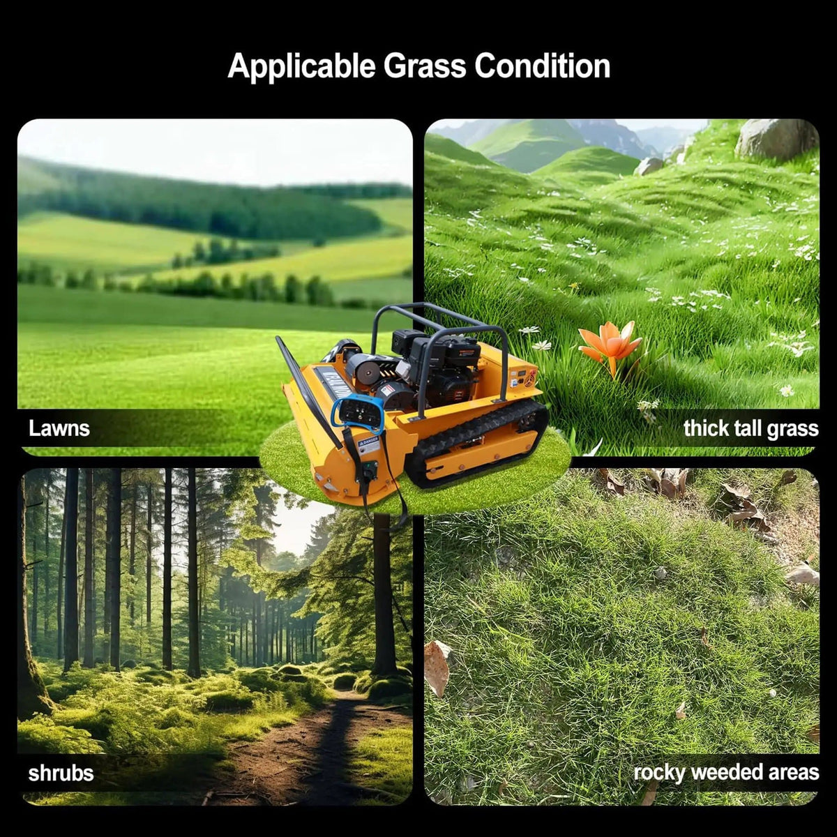 Heavy-Duty 459CC Commercial Remote-Controlled Hybrid Mower | Robotic Mower | Home Use | Home
