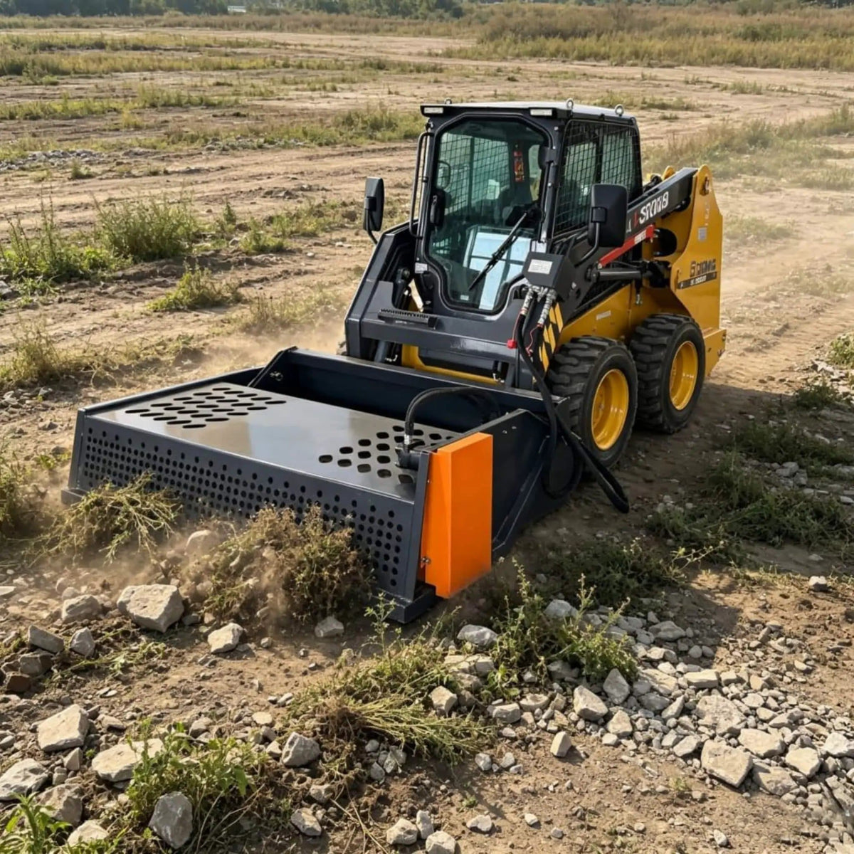 Heavy-Duty 72-Inch Landscape Rake Skid Steer Attachment | 72 Inch | Steel | Home