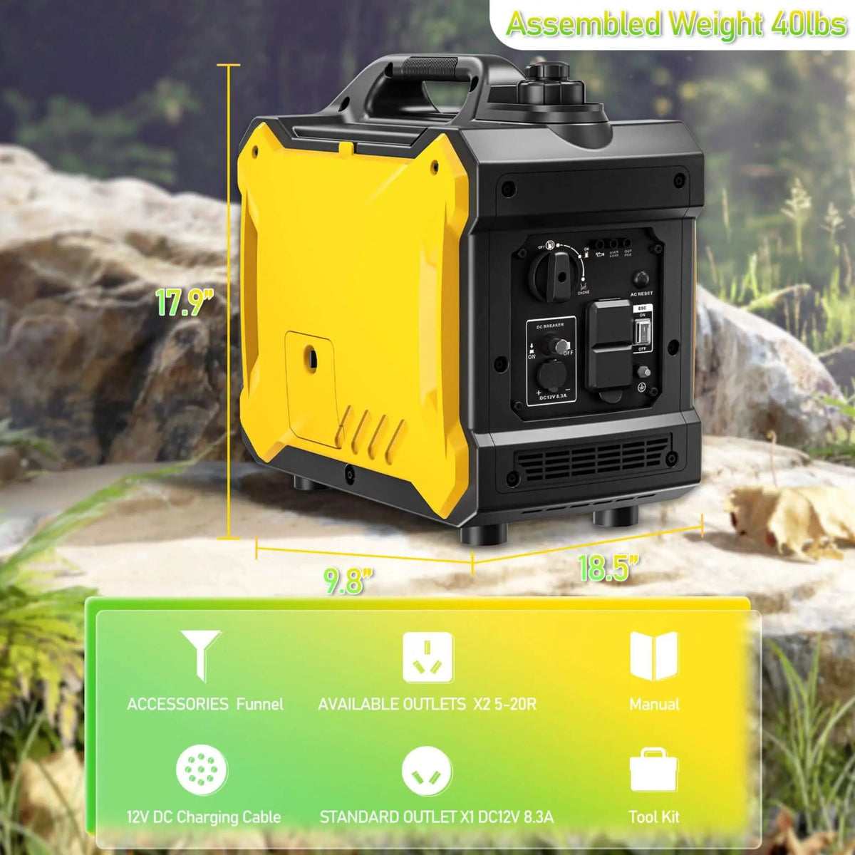 Heavy-Duty 79CC Ultra Quiet 2000W Portable Inverter Gas Generator | 2000 Watt | Inverter Generator | Home