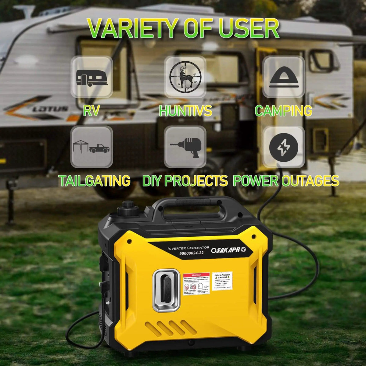 Heavy-Duty 79CC Ultra Quiet 2000W Portable Inverter Gas Generator | 2000 Watt | Inverter Generator | Home