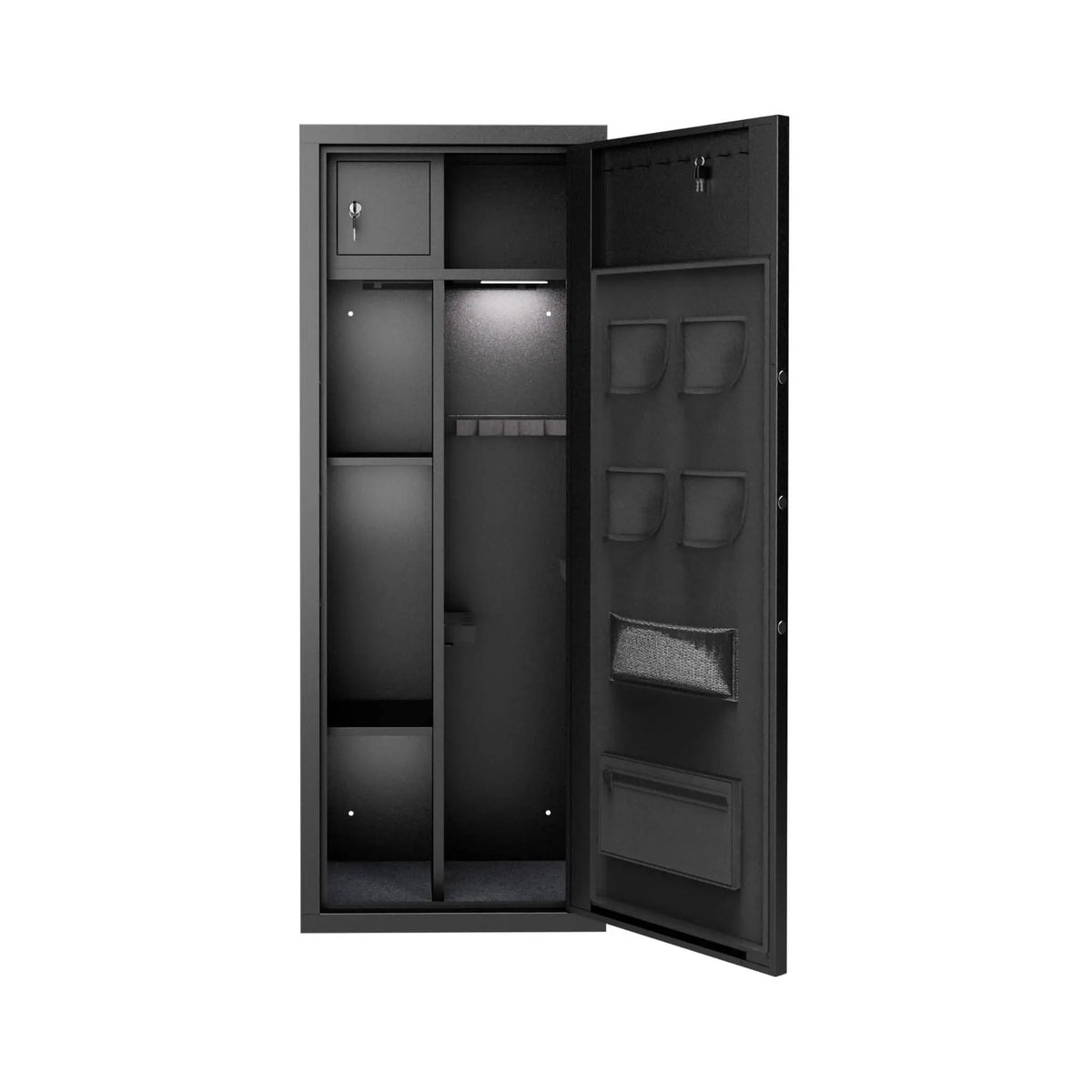 8-Gun Fingerprint Lock Safe | Heavy-Duty 13-Gauge Steel | Keypad And Alarm | Rifle And Pistol Storage