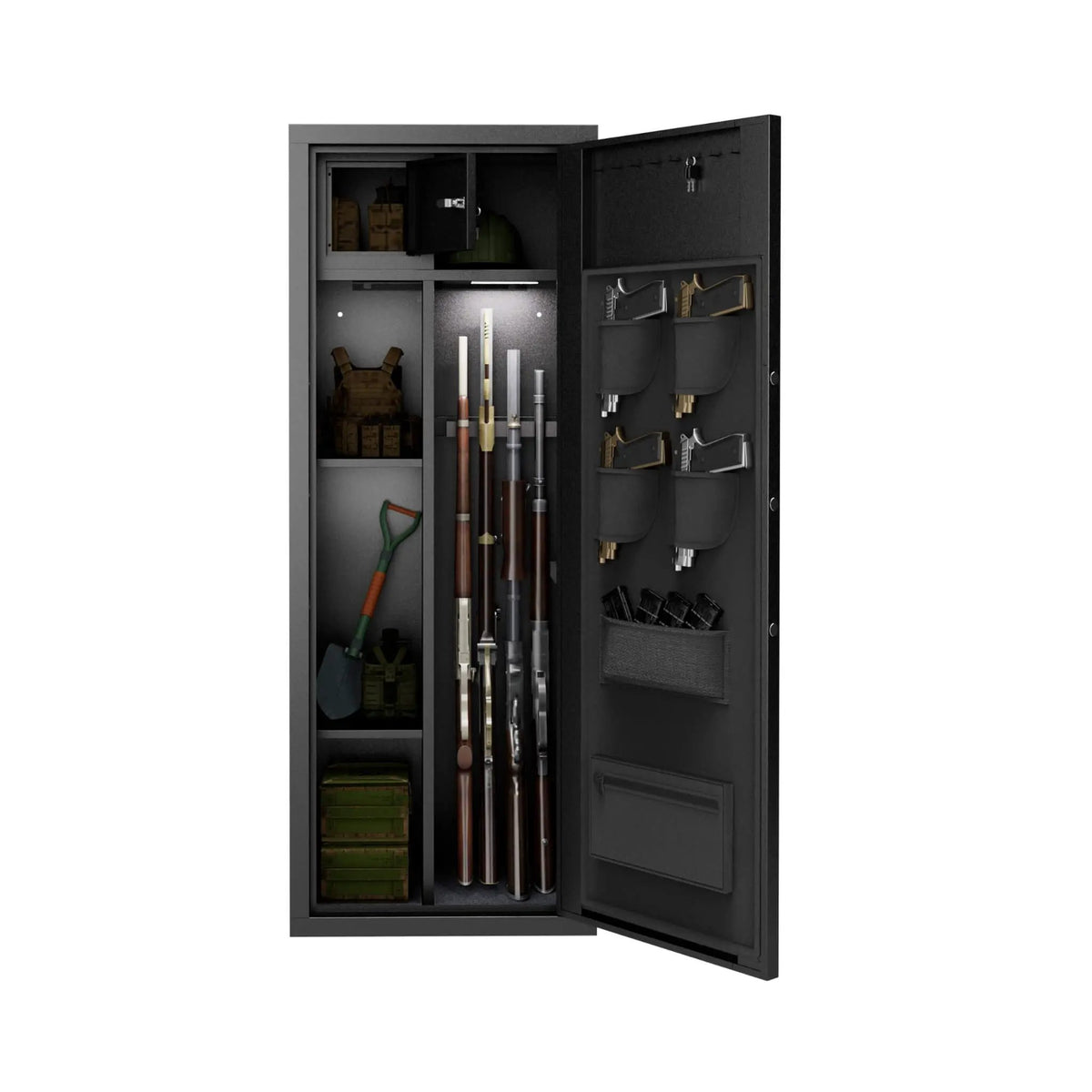 8-Gun Fingerprint Lock Safe | Heavy-Duty 13-Gauge Steel | Keypad And Alarm | Rifle And Pistol Storage