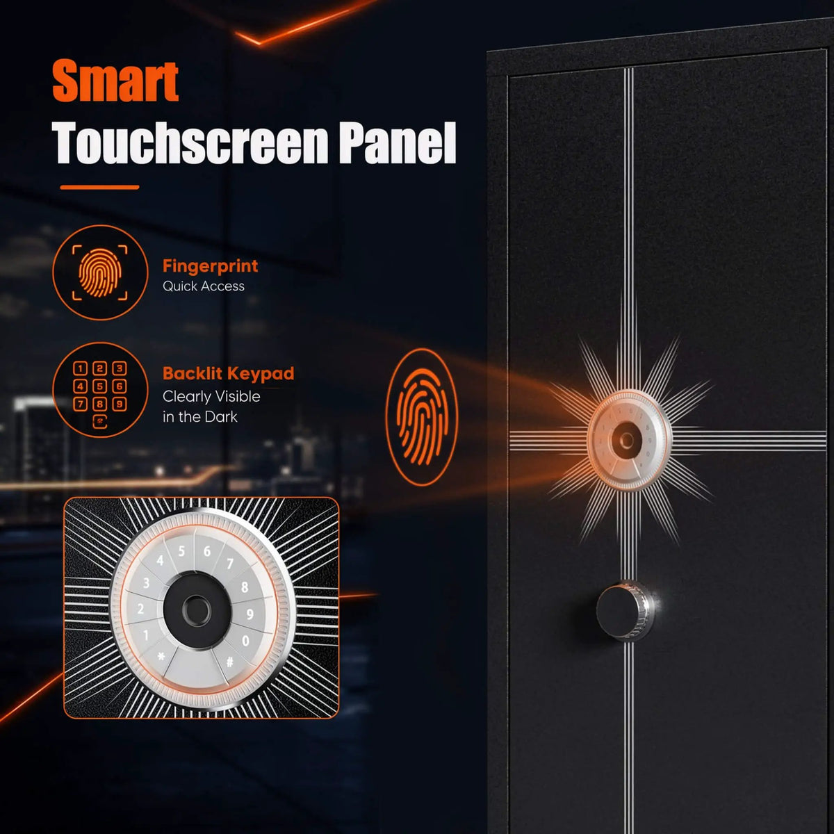 8-Gun Fingerprint Lock Safe | Heavy-Duty 13-Gauge Steel | Keypad And Alarm | Rifle And Pistol Storage