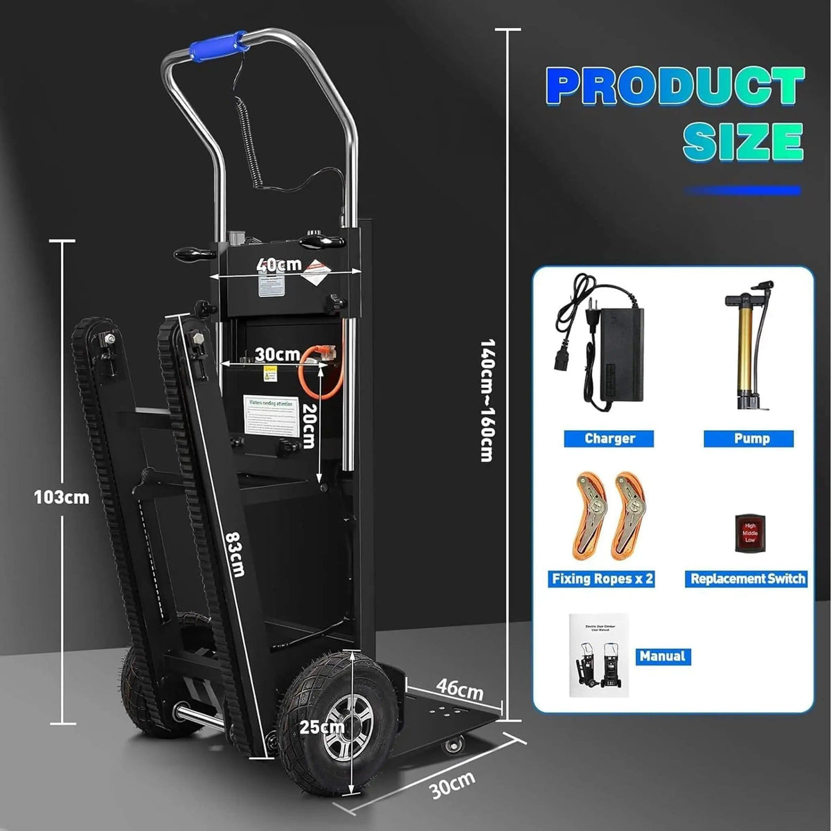 Heavy-Duty 900LBS Electric Motorized Stair Climbing Dolly | 900 lb | Electric Hand Truck | Home