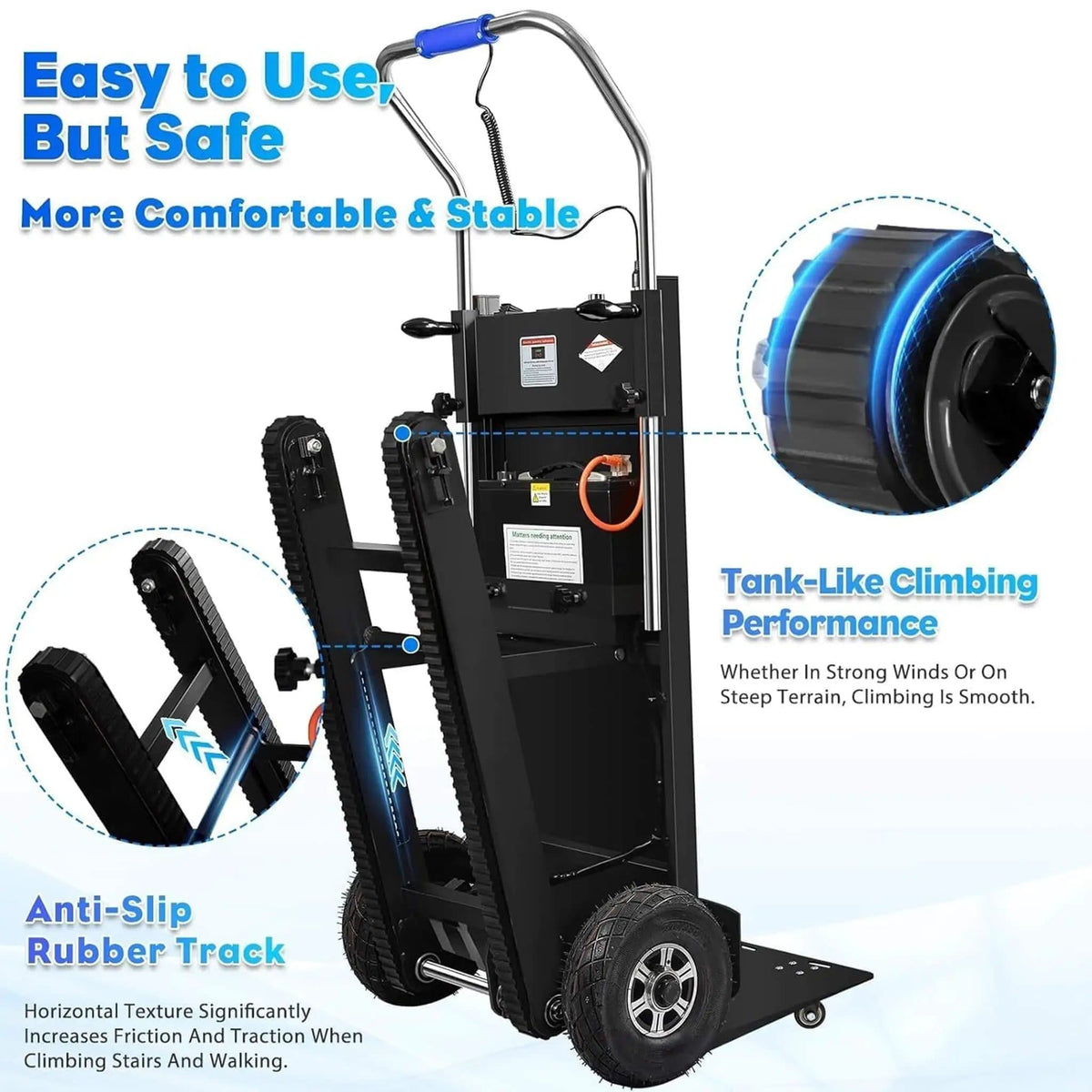 Heavy-Duty 900LBS Electric Motorized Stair Climbing Dolly | 900 lb | Electric Hand Truck | Home