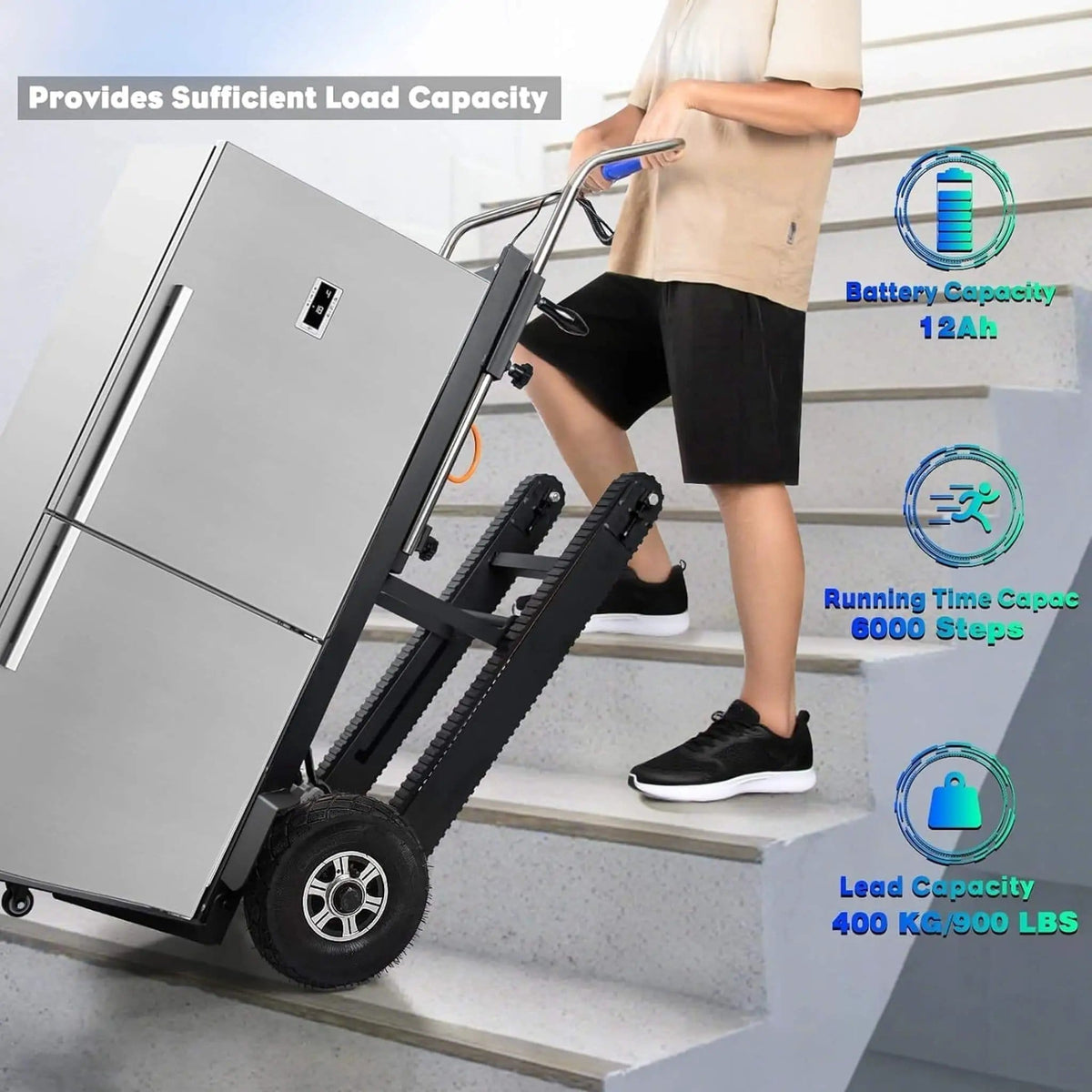 Heavy-Duty 900LBS Electric Motorized Stair Climbing Dolly | 900 lb | Electric Hand Truck | Home