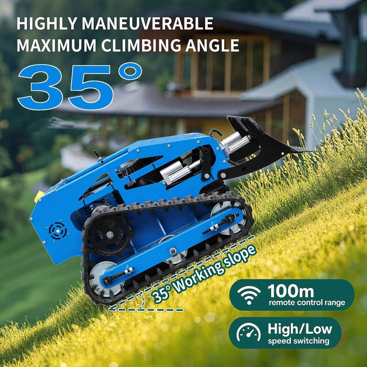 Heavy-Duty 9HP Remote-Controlled Track Gas Lawn Mower With Snow Plow | 9 HP | Robotic Mower | Home