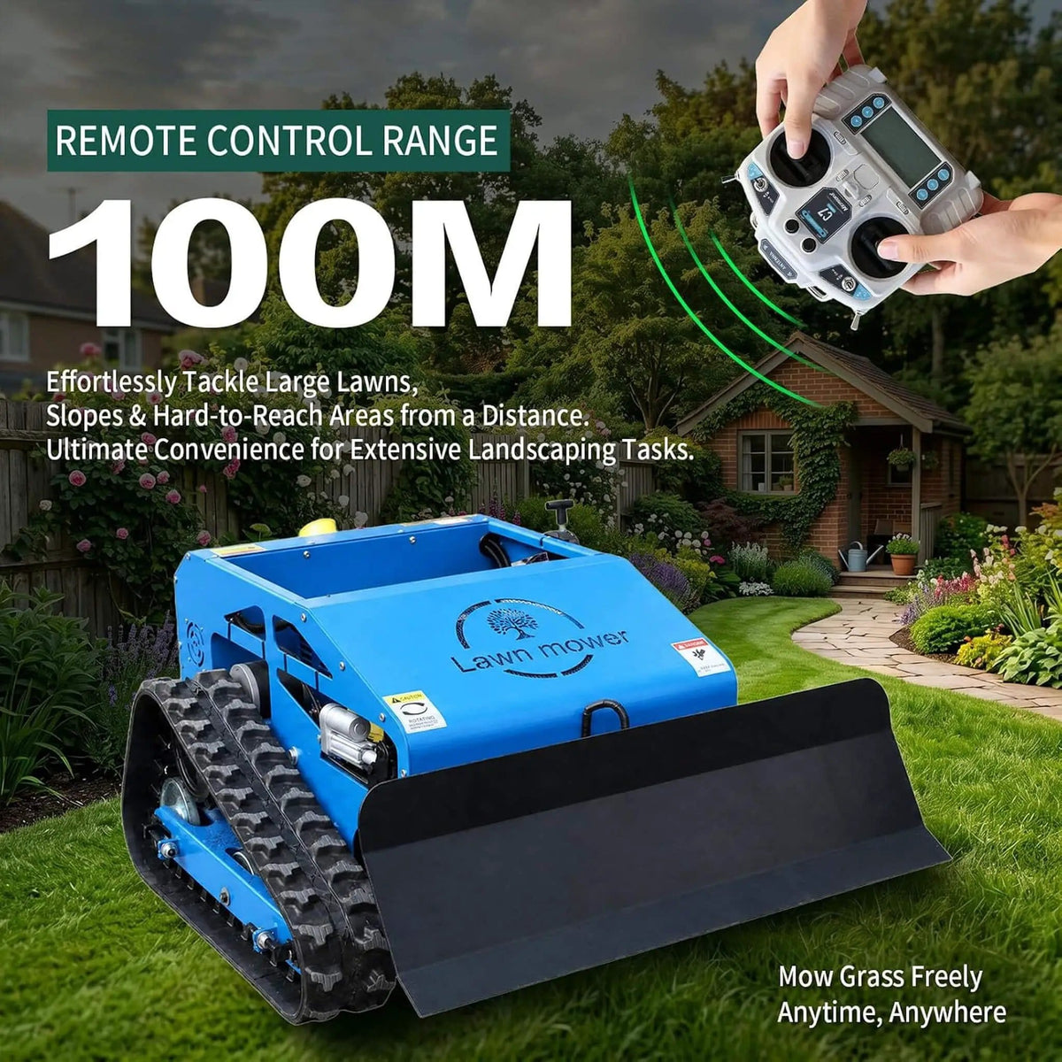 Heavy-Duty 9HP Remote-Controlled Track Gas Lawn Mower With Snow Plow | 9 HP | Robotic Mower | Home