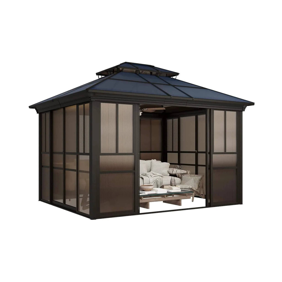 Edge Heavy Duty Aluminum Frame Outdoor Backyard Solarium With Polycarbornate Roof | Aluminum | Sunroom | Outdoor Living