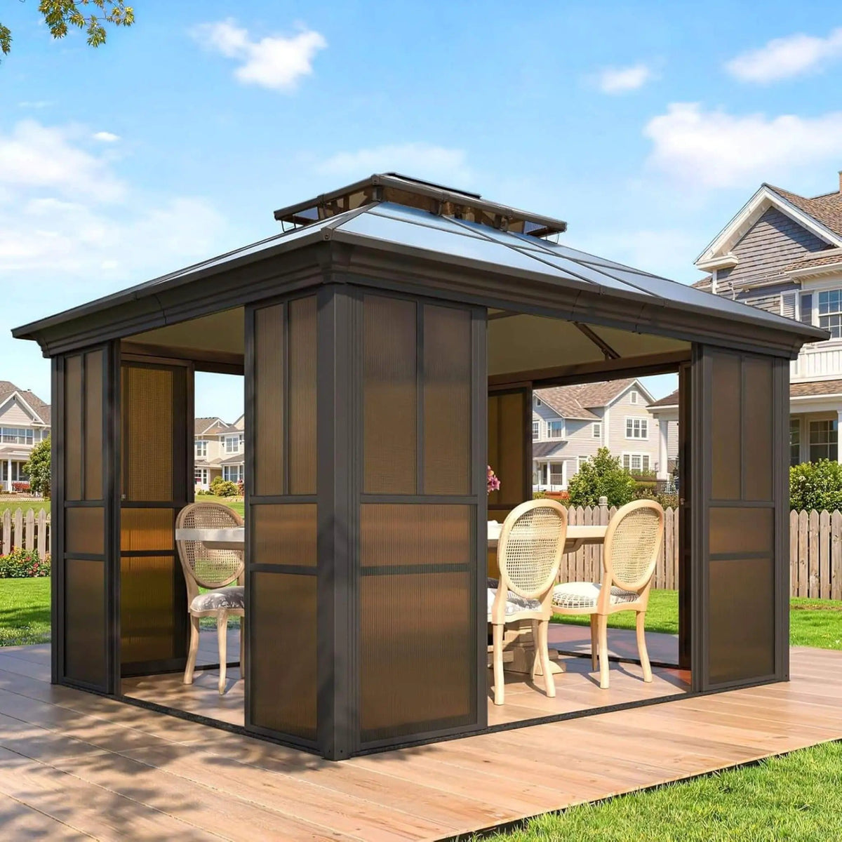 Edge Heavy Duty Aluminum Frame Outdoor Backyard Solarium With Polycarbornate Roof | Aluminum | Sunroom | Outdoor Living
