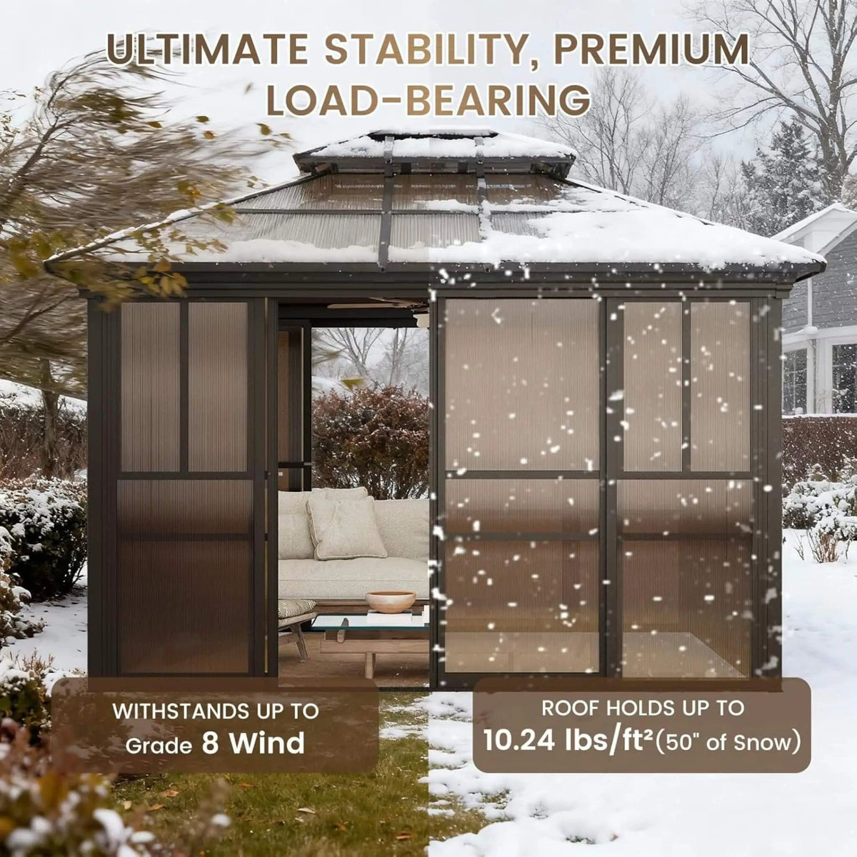 Edge Heavy Duty Aluminum Frame Outdoor Backyard Solarium With Polycarbornate Roof | Aluminum | Sunroom | Outdoor Living