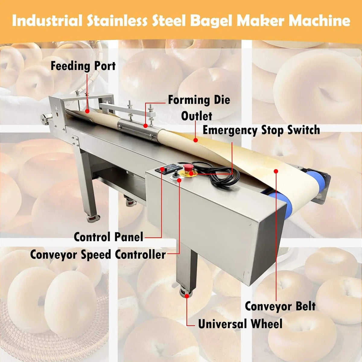 Heavy-Duty 110V Automatic Commercial Stainless Steel Bagel Machine | 110 Volt | Stainless Steel | Bagel Slicer