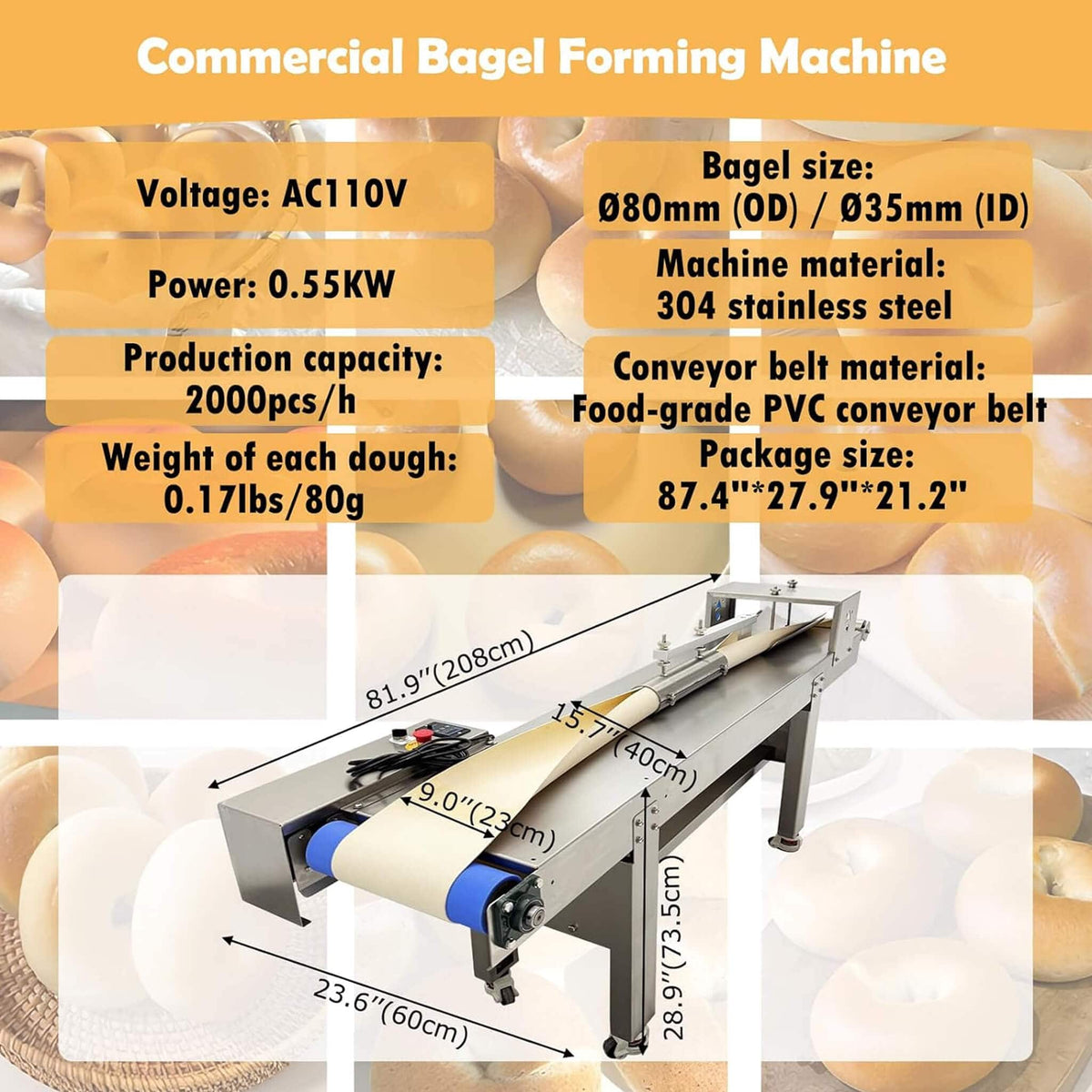 Heavy-Duty 110V Automatic Commercial Stainless Steel Bagel Machine | 110 Volt | Stainless Steel | Bagel Slicer