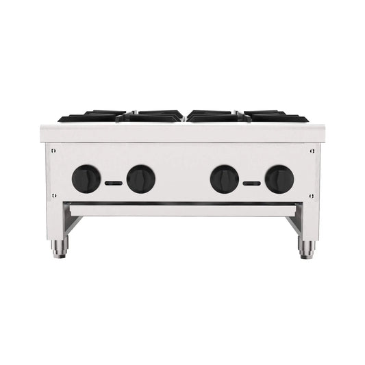Heavy-Duty Commercial 112K BTU 4-Burner Stainless Steel Gas Stove Hot Plate | 4-Burner | Stainless Steel | Gas Range