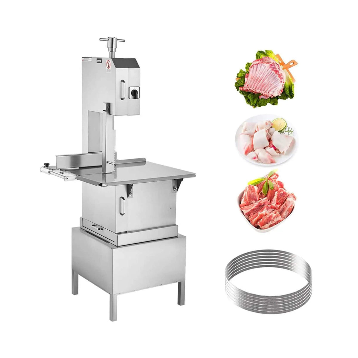 Heavy Duty Commercial 2200W Electric Meat Bone Saw Cutting Band Machine With 6 Saw | 2200 Watt | Stainless Steel | Bone Band Saw