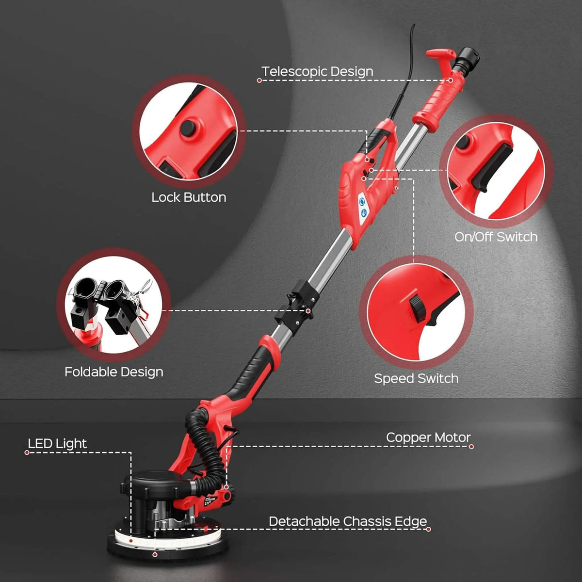 Heavy-Duty Drywall Ceiling Pole Sander Vacuum Tool | Drywall Sander | Home Use | Home