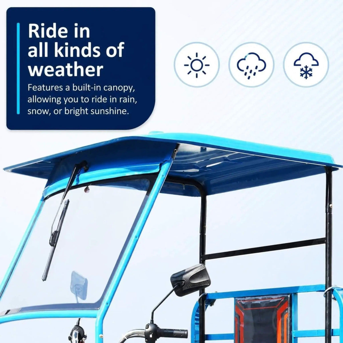 Heavy-Duty 1000W Electric Cargo Tricycle With Canopy | 1000 Watt | Home Use | Home