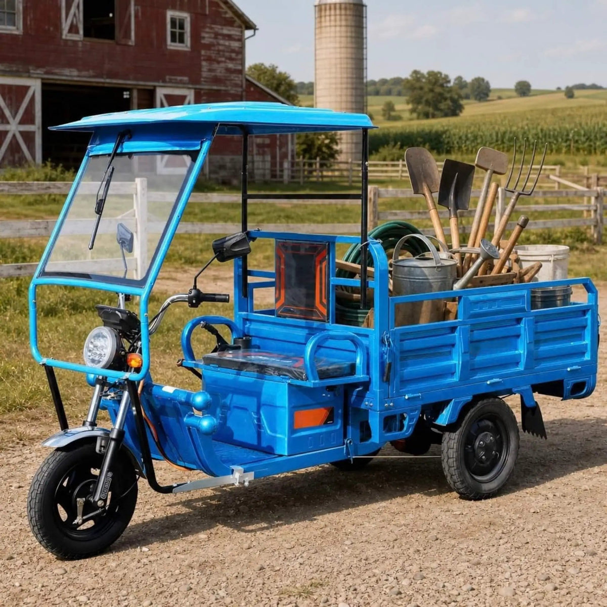 Heavy-Duty 1000W Electric Cargo Tricycle With Canopy | 1000 Watt | Home Use | Home