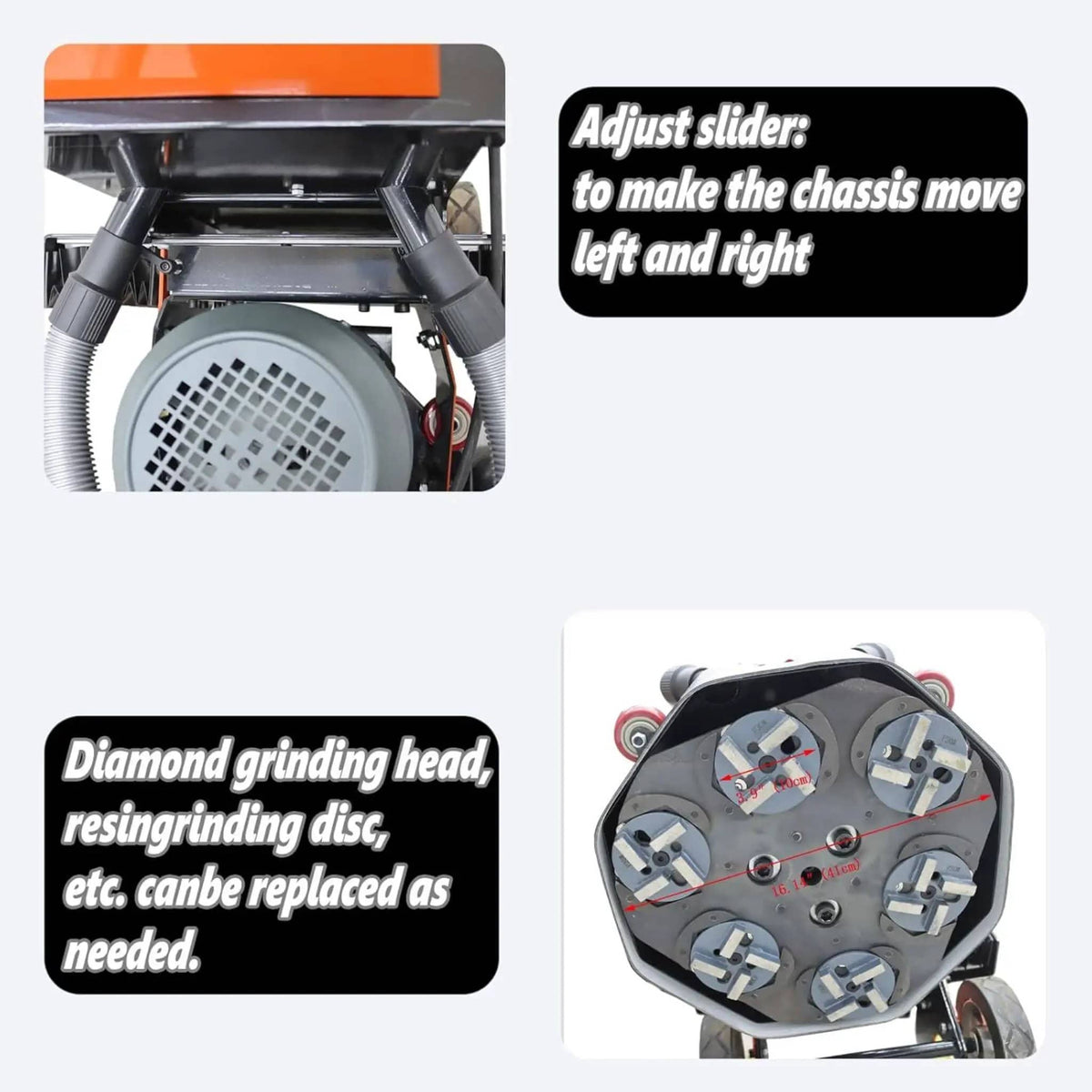 Heavy-Duty Electric Hand-Push Concrete Floor Grinder Polisher | 220 Volt | Concrete | Floor Buffer & Part