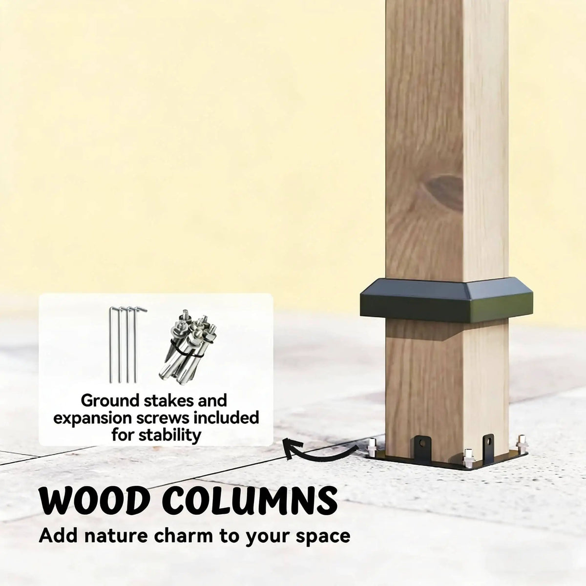 Hardtop Gazebo | Heavy-Duty Fir Wood Frame | Galvanized Steel Roof | Ceiling Hooks