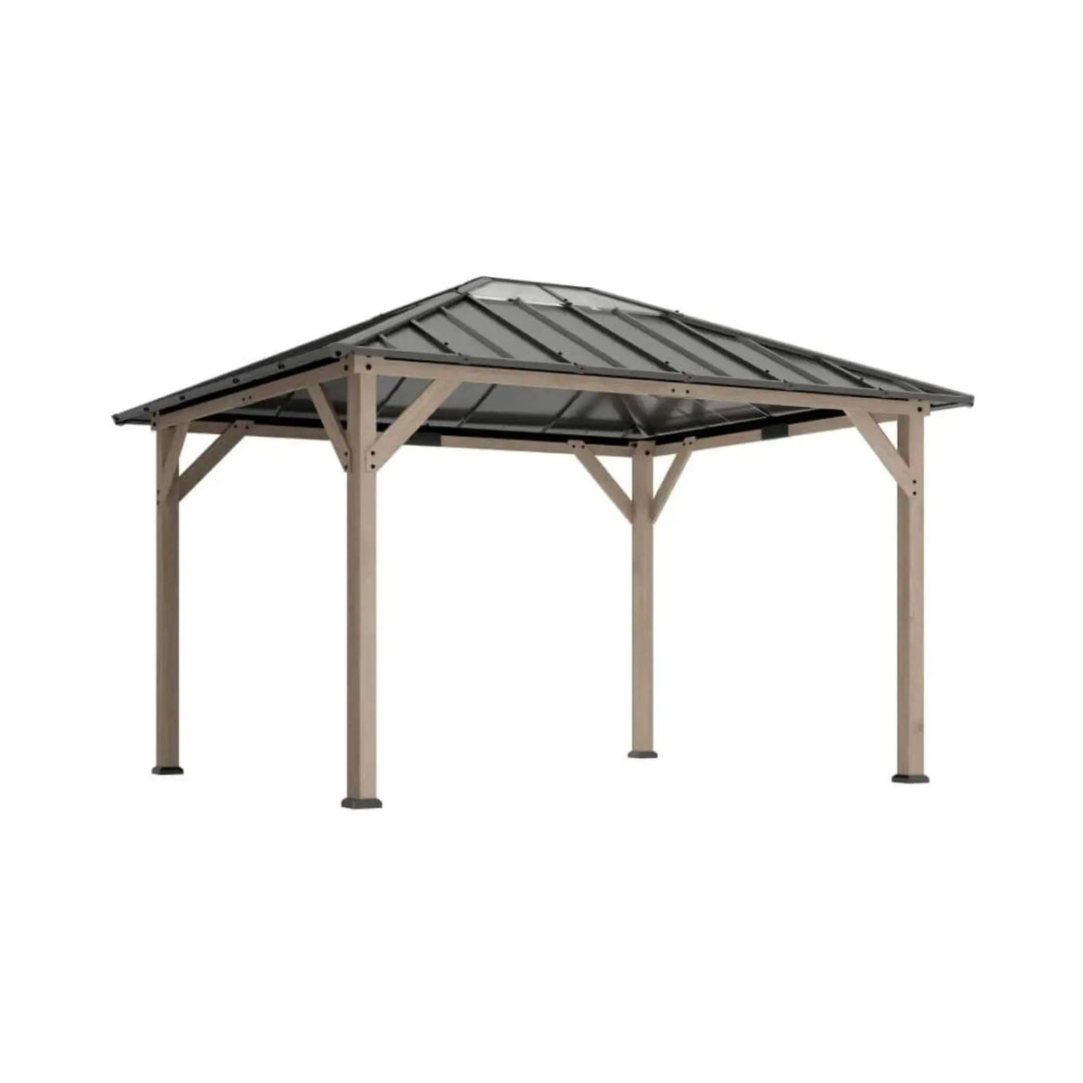 Hardtop Gazebo | Heavy-Duty Fir Wood Frame | Galvanized Steel Roof | Ceiling Hooks